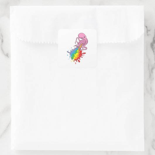 Octopus met regenboog vierkante sticker (Tas)