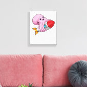 Octopus met Rocket Canvas Afdruk (Insitu (Woonkamer))