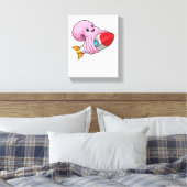 Octopus met Rocket Canvas Afdruk (Insitu (Slaapkamer))