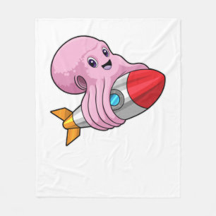 Octopus met Rocket Fleece Deken