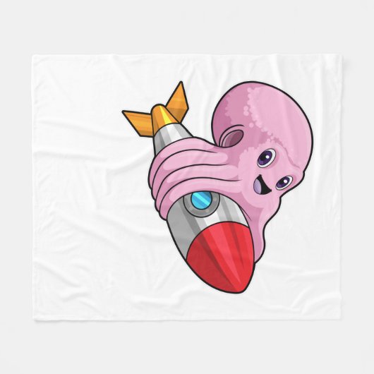 Octopus met Rocket Fleece Deken (Voorkant (Horizontaal))