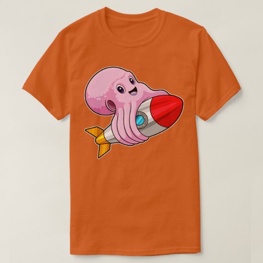Octopus met Rocket T-shirt (Design voorkant)