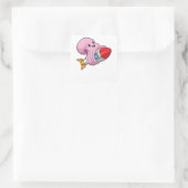 Octopus met Rocket Vierkante Sticker (Tas)