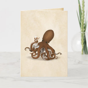 octopus met  scheikundige kolf bedankkaart