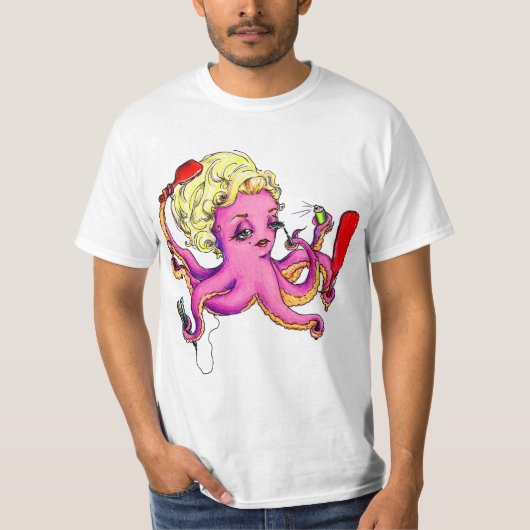 Octopus met schoonheidsproducten t-shirt (Voorkant)