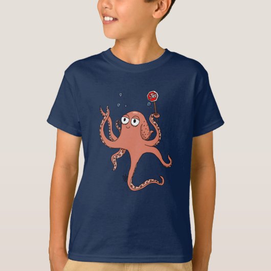 octopus met stopteken t-shirt (Voorkant)