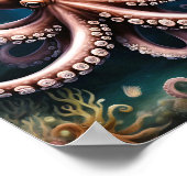 Octopus met surrealistische diepten poster (Hoek)