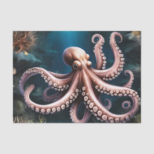 Octopus met surrealistische diepten tissuepapier (Voorkant)