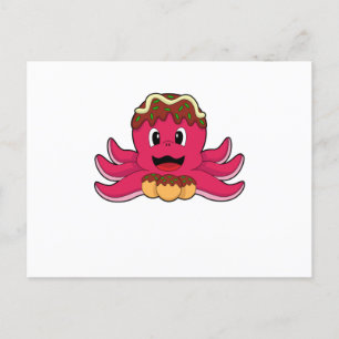 Octopus met taart briefkaart