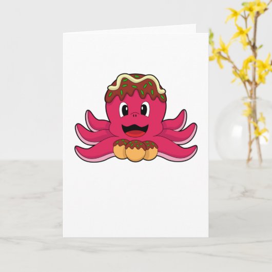 Octopus met taart kaart (Gele Bloem)