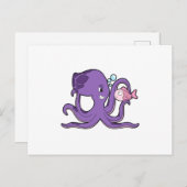 Octopus met vis.PNG Briefkaart (Voorkant / Achterkant)