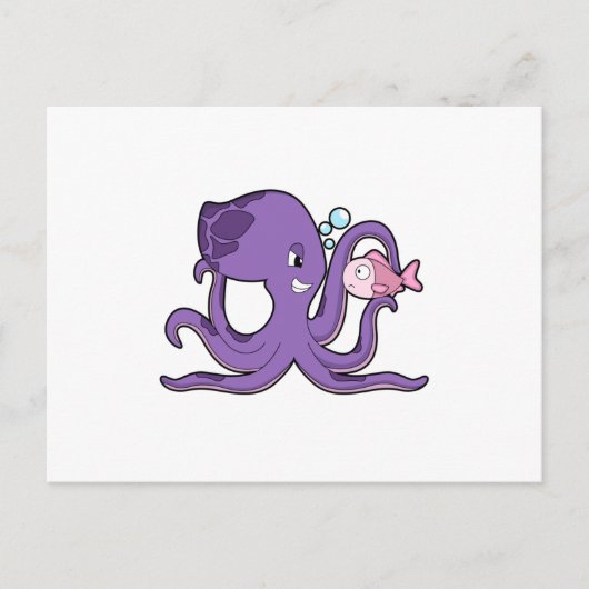 Octopus met vis.PNG Briefkaart (Voorkant)