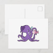 Octopus met Vissen.PNG Briefkaart (Voorkant / Achterkant)