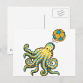 Octopus met voetbal briefkaart (Voorkant / Achterkant)