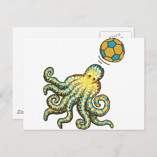 Octopus met voetbal briefkaart (Voorkant / Achterkant)
