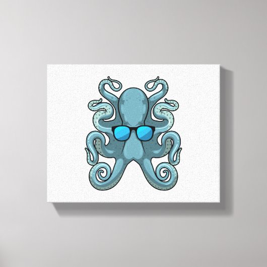 Octopus met zonnebril canvas afdruk (Voorkant)