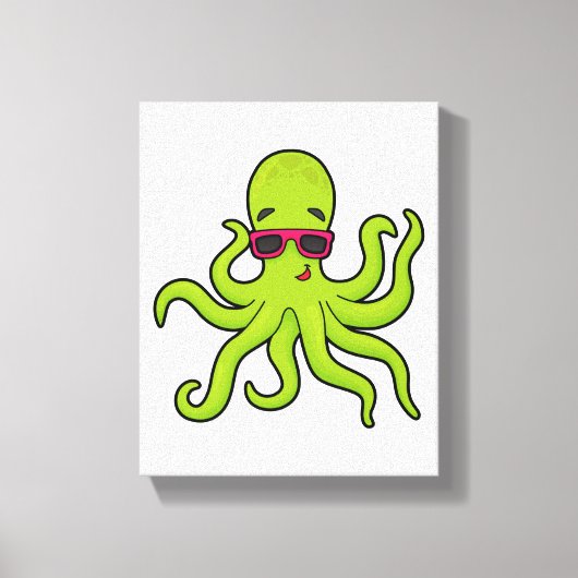 Octopus met zonnebril canvas afdruk (Voorkant)