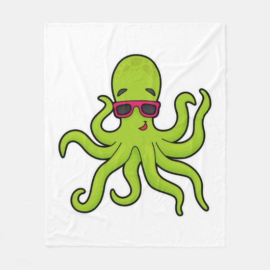 Octopus met zonnebril fleece deken (Voorkant)