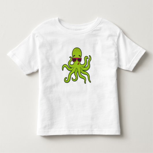 Octopus met zonnebril kinder shirts (Voorkant)