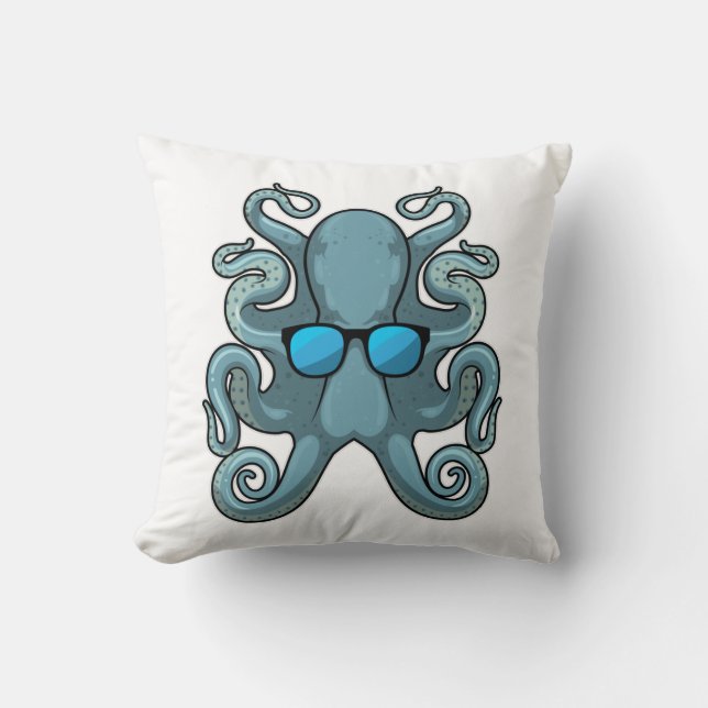 Octopus met zonnebril kussen (Voorkant)