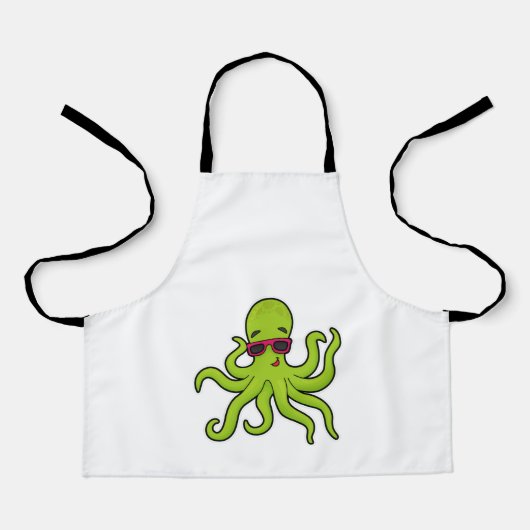Octopus met zonnebril schort (Voorkant)