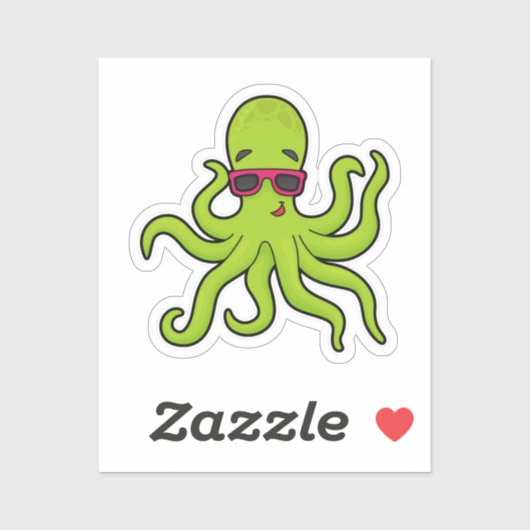 Octopus met zonnebril sticker (Vel)