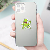 Octopus met zonnebril sticker (Telefoon)