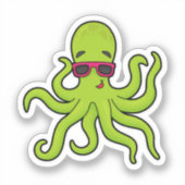 Octopus met zonnebril sticker (Voorkant)