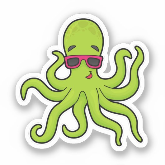 Octopus met zonnebril sticker (Voorkant)