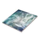 Octopus Midnight Blue Blauwgroen Waterverf  kunst Tegeltje (Zijkant)