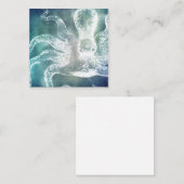 Octopus Midnight Blue Blauwgroen Waterverf  kunst Vierkante Visitekaartje (Voorkant / Achterkant)