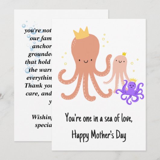 Octopus moederdag bedankkaart (Voorkant / Achterkant)