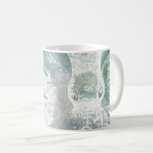 Octopus Mok Blauwgroen blauwe Waterverf kunst (Voorkant rechts)