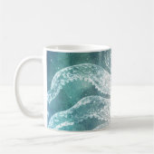 Octopus Mok Blauwgroen blauwe Waterverf kunst (Links)