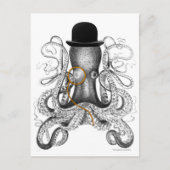 Octopus Monocle Bowler Pet Curiositeit Briefkaart (Voorkant)