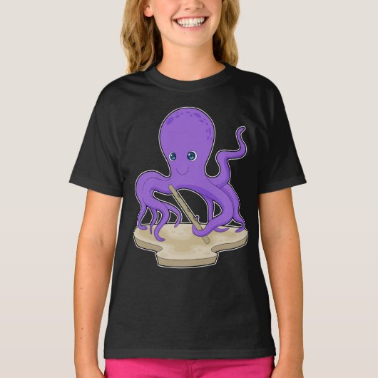 Octopus Musician Flute Music T-shirt (Voorkant)