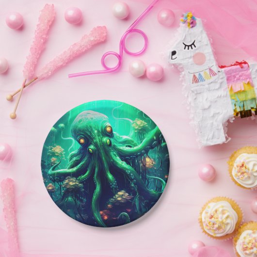 Octopus Mythische nautische onder het Zee Creature Papieren Bordje (Feest)