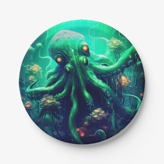 Octopus Mythische nautische onder het Zee Creature Papieren Bordje