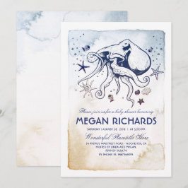 Octopus Nautical Beach Baby shower Kaart