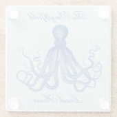 Octopus Nautical Beach House Blue Anchors Glazen Onderzetter (Achterkant)