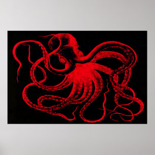 Octopus Nautical Steampunk Kraken Monster Poster