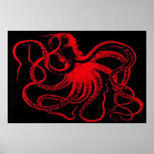 Octopus Nautical Steampunk  Kraken Monster Poster (Voorkant)