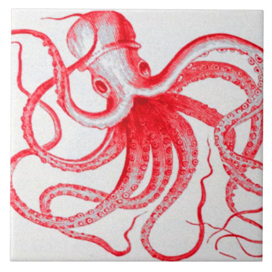 Octopus Nautical Steampunk  Kraken Monster Tegeltje (Voorkant)