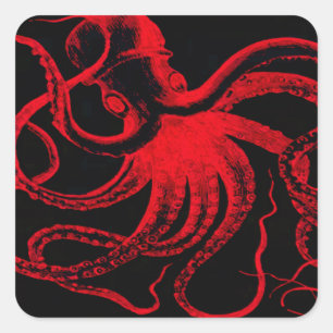 Octopus Nautical Steampunk  Kraken Monster Vierkante Sticker
