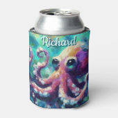 Octopus Nautisch Strand Kust gepersonaliseerd Blikjeskoeler (Blikje Voorkant)