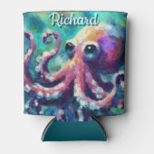 Octopus Nautisch Strand Kust gepersonaliseerd Blikjeskoeler (Voorkant)