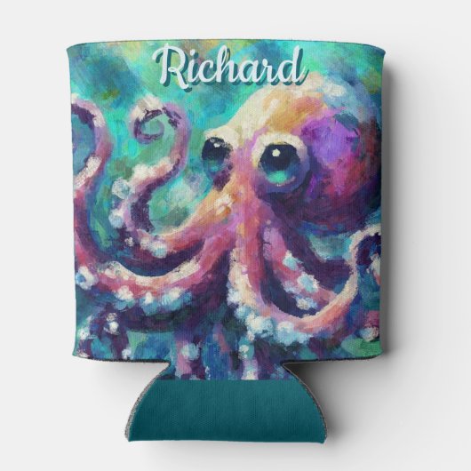 Octopus Nautisch Strand Kust gepersonaliseerd Blikjeskoeler (Achterkant)