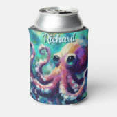 Octopus Nautisch Strand Kust gepersonaliseerd Blikjeskoeler (Blikje Achterkant)