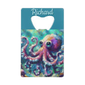 Octopus Nautisch Strand Kust gepersonaliseerd Creditkaart Flessenopener (Voorkant)