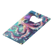 Octopus Nautisch Strand Kust gepersonaliseerd Creditkaart Flessenopener (Achterkant Gekanteld)